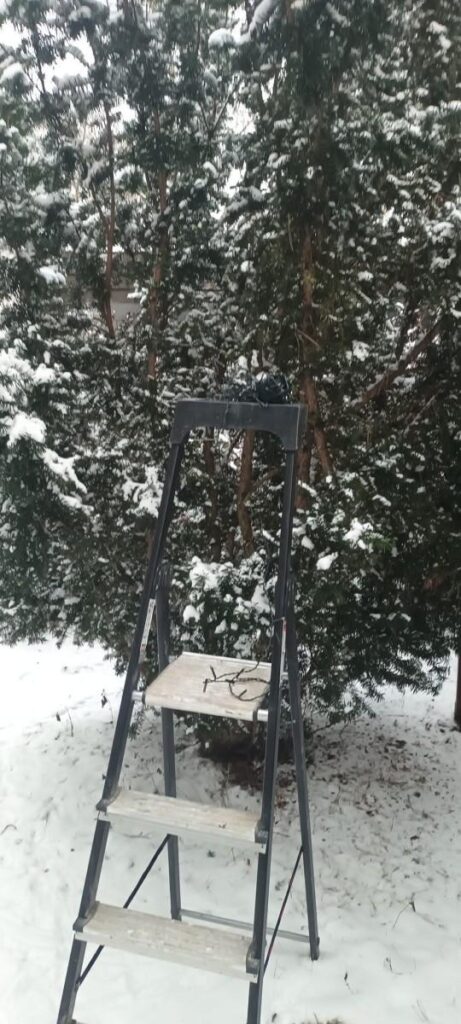 Jouluvalojen ripustusta